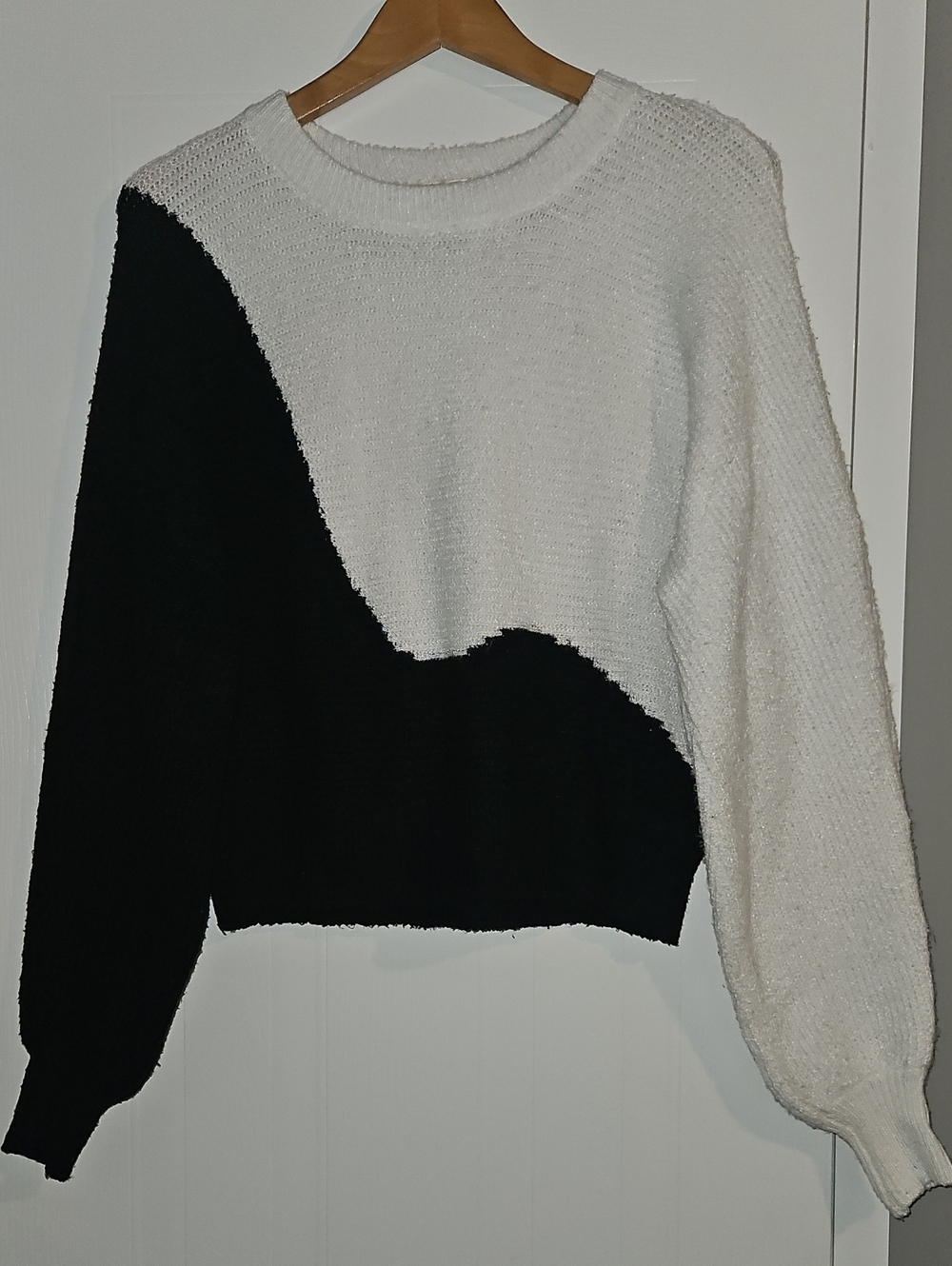 Two-Tone Black & White Crewneck Sweater